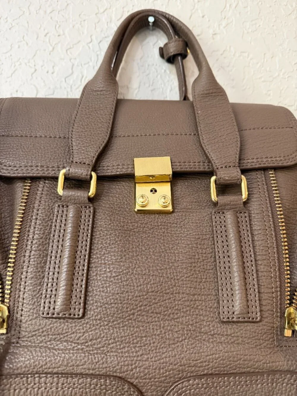 3.1 Phillip Lim Large Satchel – Taupe Leather | Gold Hardware
